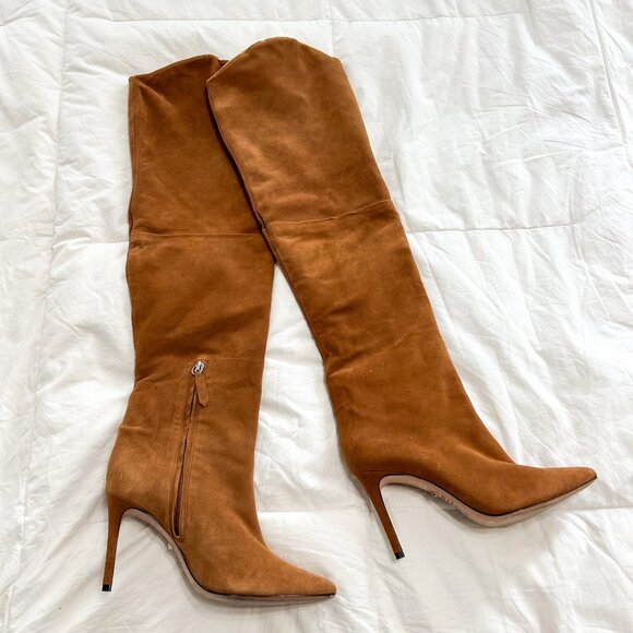 Schutz Anamaria Over the Knee Suede Boots in Wood Brown Size 8.5B EUC - Picture 2 of 8